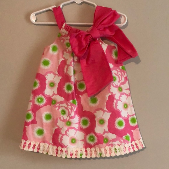{Mud Pie} Floral Dress w/ Pink Bow, Size 12-18 mo - Picture 1 of 6